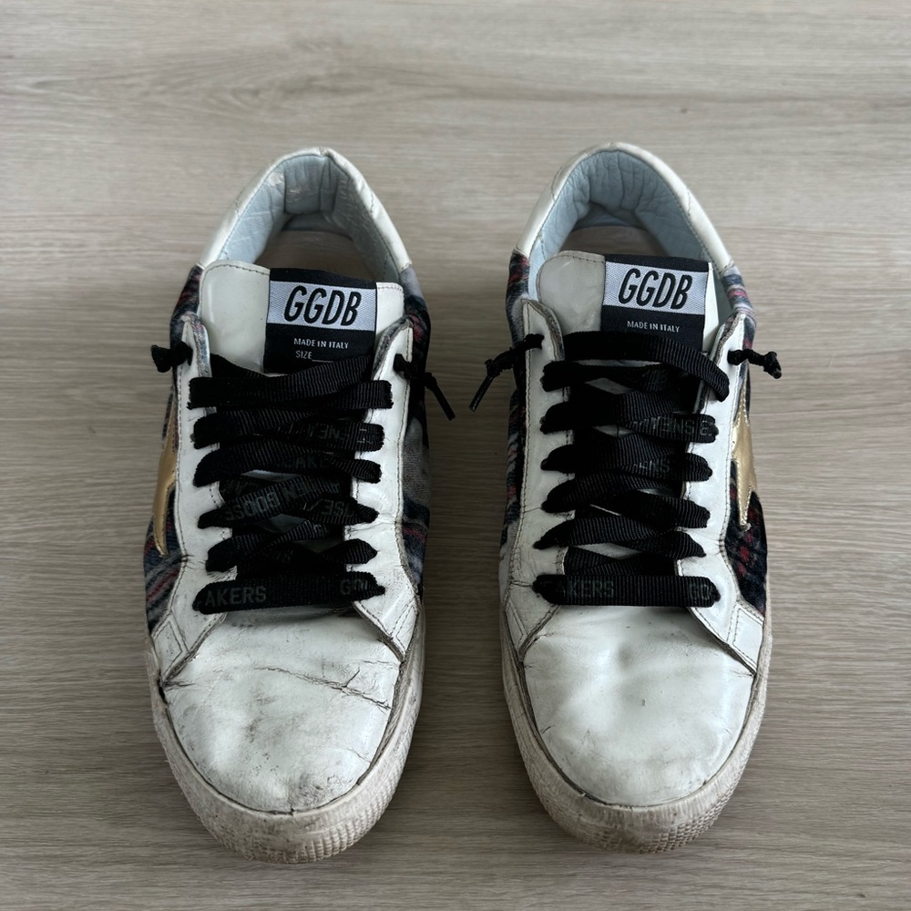Golden Goose plaid gold star